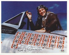 FRED CHRISTENSEN SIGNED 8X10 (D) PSA DNA WWII ACE 21.5V 56TH FG picture