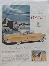 1954 PONTIAC Automotive Print Ad VG  Only The Price Tag Reveals Low picture