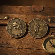 Travel Opossum Lucky Coin - Bronze Pocket Token Commemorative Coin picture