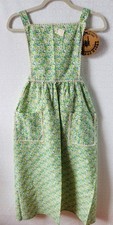 NOS VTG KITCHEN WORKS MARSHALL FIELD GREE&BLUE FLORAL PRINT COTTAGECORE APRON*S picture