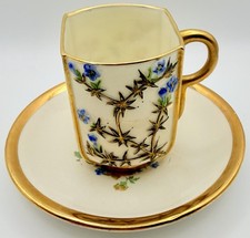 Antique Royal Worcester Japanesque Aesthetic Demitasse Cup & Mismatched Saucer picture