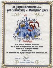 Disneyland 2005 Attendance Certificate Celebrating 50 Years of Magical Memories picture