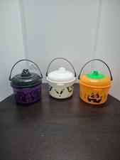 Vintage 1993 McDonald’s Halloween Boo Buckets Set of 3 Pumpkin Ghost Witch picture