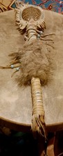 **AWESOME  VINTAGE HAND MADE  SHAMAN RATTLE RARE VERY NICE GREAT SOUNDS GENTLE* picture