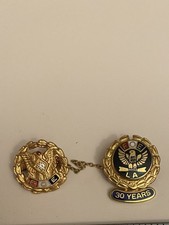 FOE LA 30 Years Fraternal Order Of Eagles Lapel Pins With Chain P78 picture