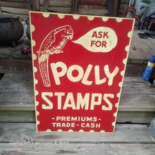 Rare large double sided Polly Stamps Parrot Bird Character Graphics Tin Sign picture