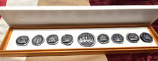 Vintage USSR Soviet Moscow Kremlin 9-Piece Souvenir Pin Badge Set - Display Case picture