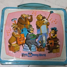 VINTAGE 1970'S WALT DISNEY WORLD ALADDIN METAL LUNCH BOX AUTHENTIC picture
