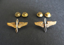 Original WWII US Army Air Corps Officer Collar Insignia Pair, A. E. Co. picture