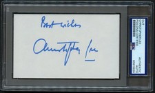 Christopher Lee d2015 signed autograph 3x5 Cut Actor Star Wars / Dracula RC PSA picture
