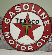 A.Texaco Gasoline Rd  Pure Porcelain Enamel Heavy Metal Sign  Double Side picture