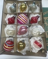 Shiny Brite Christmas Ornaments 12pc with Box Lantern Confetti Opaque Unsilvered picture