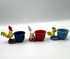Vintage East Germany VEB Holzwaren Gahlenz Wooden Egg Cup Lot of 3 Erzgebirge picture