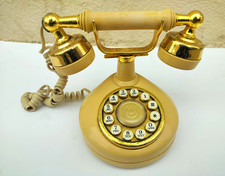 vintage Western Electric Beige/Gold Corded Desk Telephone Push- style picture