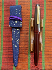 Vintage Nakaya Writer Ebonite Aka Tamenuri Urushi 14k EF nib with kimono sleeve picture