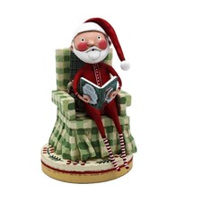 Lori Mitchell Santa Claus Christmas Story Reading Book Figurine Folk Art Decor picture