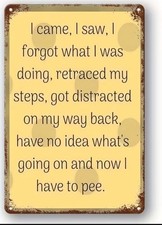 I Came I Saw I Forgot Have To Pee Garage Tin Metal Signs Home Décor 8x12 picture