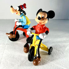 Vintage 1977 MICKEY & GOOFY Pedalling on Tricycles Toys Walt Disney Productions picture