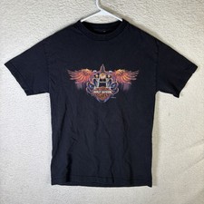 Vintage Harley Davidson Shirt Mens XS Black Eagle Graphic READ/PIT HOLES picture