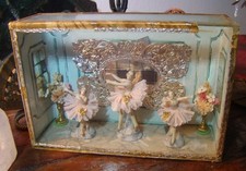 C.1920 Antique Dresden Porcelain Paper Lace Ballerina German Shadow Box Diorama picture