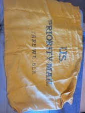 VINTAGE ANTIQUE GOLD NYLON USPS PRIORITY MAIL SACK MAIL BAG 28×41 Inches picture