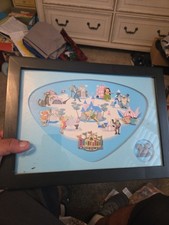 Disneyland 2005 FRAMED PIN SET Resort Marquee Retro Shag Map -  50th Anniversary picture