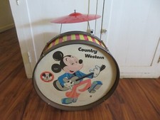 Vintage 50's 60's Country Western Mickey Mouse Drum w Top pc & Foot Petal picture