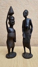 Vintage Makonde/Kenya African Tribal Art Hand-Carved Ebony Wood  Figures picture