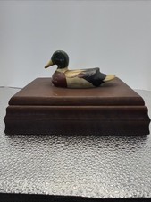 Albert E. Price Inc Mallard Duck Wood Trinket Box Vintage 1981 Cards Included picture