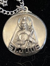 Vtg Sterling 925 St Jude Medallion Religious Pendant Signed M De Jean In Case picture