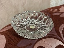 Vintage Bohemian Crystal Ashtray Heavy Cut Glass Czech Republic picture