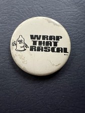 Vintage Wrap That Rascal Pinback Button Novelty Condom Badge picture