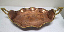 Vintage Antique Copper/Brass Basket Serving Tray Stamped A. Lara Mexico picture