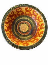 Rare Anton Lang Oberammergau Germany Studio Pottery BOWL Signed Green Glaze picture