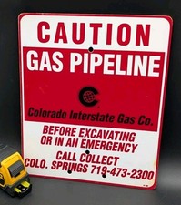 Colorado Interstate Gas Pipeline Metal Sign Warning Red CIG Coastal, 9.5x11.25