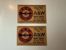 Vintage 1940s A&W Root Beer Coupon Lot Of 2 Ingredients On Back picture