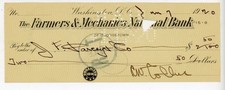 1920 Farmers & Mechanics National Bank Check Washington DC Georgetown JF Darcey picture