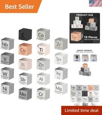 18 Pcs Metal Element Cube Density Cubes 99.99% High Purity, Periodic Table of... picture