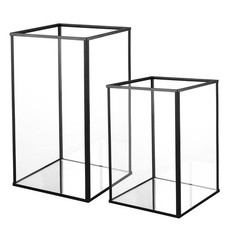 Phosphor Hurricane Camdle Holder Set of 2 Pieces, Black Glass Medium, picture
