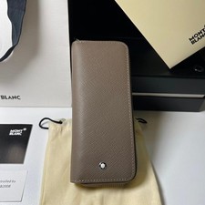 Montblanc Classic Beige Leather 2-Pen Leather Pen Zip Case picture