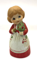 Vintage 1978 Jasco Merri Bells Porcelain Christmas Girl with Tree Figurine Bell picture
