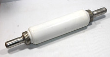 Vintage White MilkGlass Rolling Pin Aluminum Handles 16
