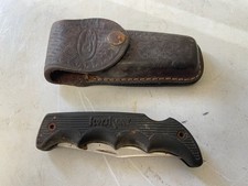 Used Kershaw Black Gulch 3000 Black Folding Knife Leather Sheath picture