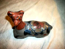 VINTAGE FOLK ART MEXICAN TONALA POTTERY DEER FIGURE LARGE SITTING HP MEXICO picture