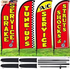 4 Pack Auto Repair Shop Feather Flag Kit Red  ONLY US... picture