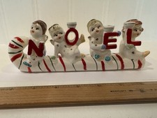 Vintage Relco Christmas Ceramic Kids On A Candy Cane NOEL picture