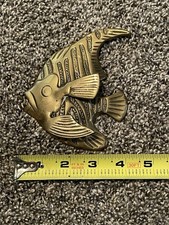VINTAGE SOLID BRASS TROPICAL ANGEL FISH WALL HANGING DECOR picture