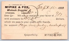 Antique Wholesale Druggists McPike  Fox Business Receipt 1888 picture