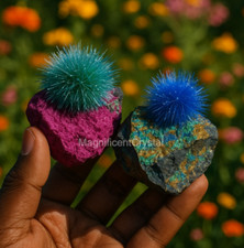 2pcs/set Dandelion Zeolite Stones Natural Blue & Pink Healing Crystal Home Decor picture