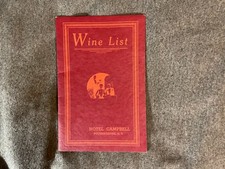 Hotel Campbell Restaurant Menu Wine List Poughkeepsie New York NY 1930's Vintage picture